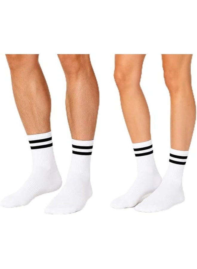 Nileton Unisex Half Towel Cotton Crew Socks – Pack of 3 – Athletic Sports Socks with Stripes – Soft Cushioned Comfortable Half Teryy Socks for Men & Women - Image 2