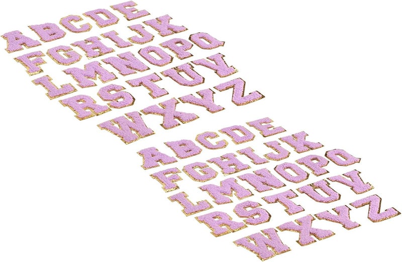 2 Sets 26 Letter Patches A to Z, Iron On Embroidered Alphabet Patches with Purple Gold Glitter Trim, Easy Apply Polyester Applique for Shirts Hats Backpacks and DIY - Image 4