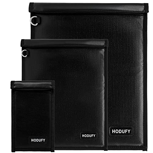 Hodufy Faraday Bag for Laptops & Tablets & Car Keys - 3 Pack Faraday Cage, Faraday Key Fob Protector, Fireproof & Waterproof RFID Bag, Car Key Signal Blocker(Black) - Image 1