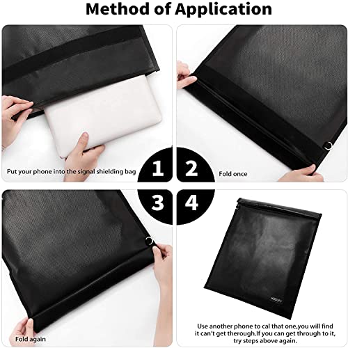 Hodufy Faraday Bag for Laptops & Tablets & Car Keys - 3 Pack Faraday Cage, Faraday Key Fob Protector, Fireproof & Waterproof RFID Bag, Car Key Signal Blocker(Black) - Image 4