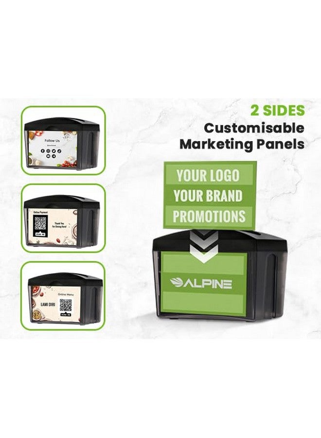 Alpine Industries Alpine Tabletop Commercial Napkin Dispenser Restaurant Napkin Holder for Easy Access to Interfold Napkins from Both Sides with an Insert Marketing Space for Restaurants, Cafeterias, Food Trucks, Club  - Image 3