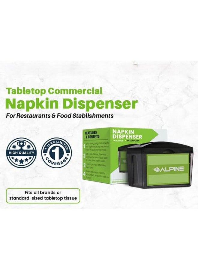 Alpine Industries Alpine Tabletop Commercial Napkin Dispenser Restaurant Napkin Holder for Easy Access to Interfold Napkins from Both Sides with an Insert Marketing Space for Restaurants, Cafeterias, Food Trucks, Club  - Image 4