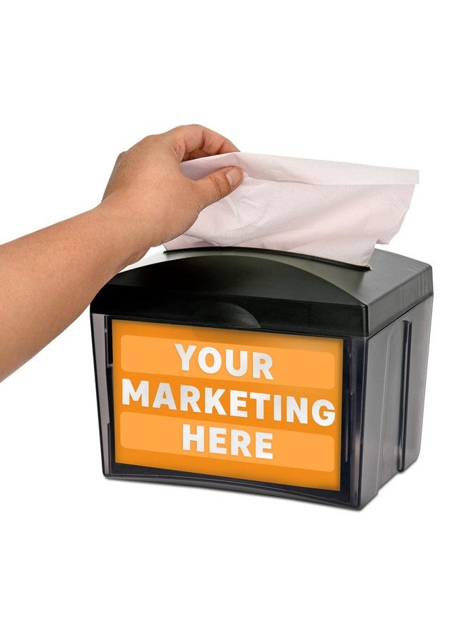 Alpine Industries Alpine Tabletop Commercial Napkin Dispenser Restaurant Napkin Holder for Easy Access to Interfold Napkins from Both Sides with an Insert Marketing Space for Restaurants, Cafeterias, Food Trucks, Club  - Image 1