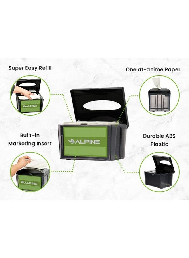 Alpine Industries Alpine Tabletop Commercial Napkin Dispenser Restaurant Napkin Holder for Easy Access to Interfold Napkins from Both Sides with an Insert Marketing Space for Restaurants, Cafeterias, Food Trucks, Club  - Image 2