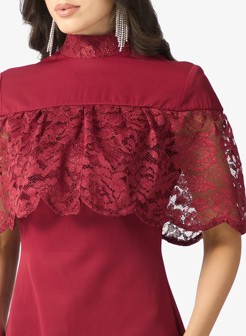 Namshi x  lace cape maxi dress for Women | Best Price UAE