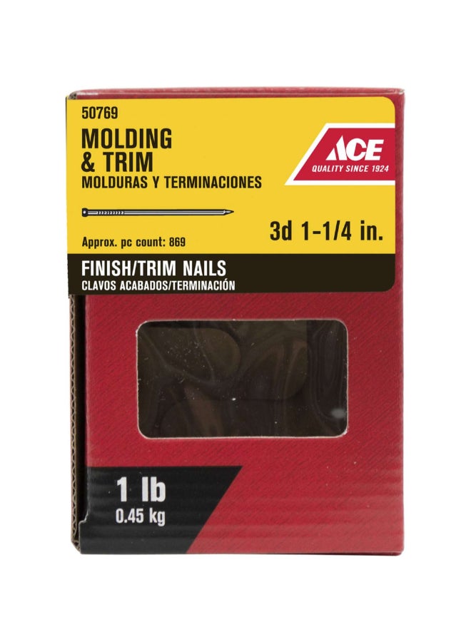ACE 3D Molding and Trim Brad Head Finish Nails Silver 1.25 Inch ACE50769  - Image 1