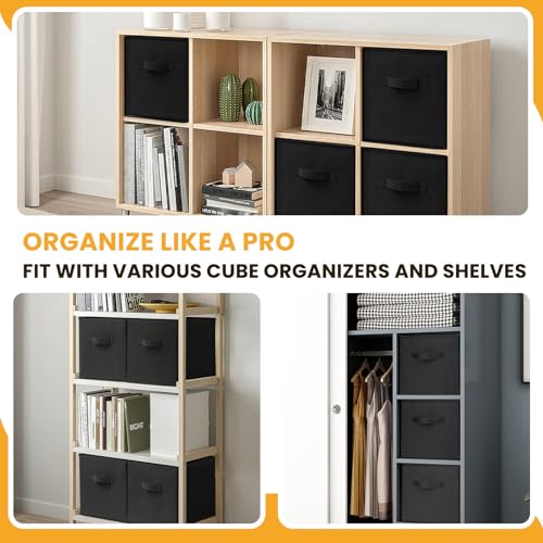 Criusia Large Storage Cubes- 13 Inch Cube Storage Bins for Organizing Shelves Kallax - Nursery Closet Organization Bins for Clothes Blanket - 10 Pack Collapsible Decorative Storage Box for Living Room (Black) - Image 3
