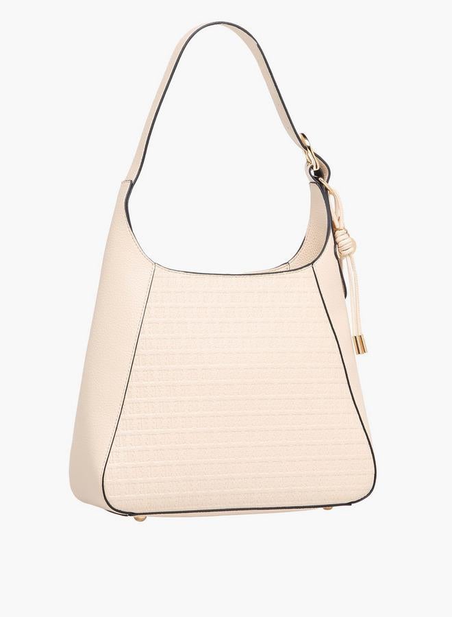 ايل حقيبة كتف بنقش شعار مع مقبض وإغلاق بسحاب - Image 3