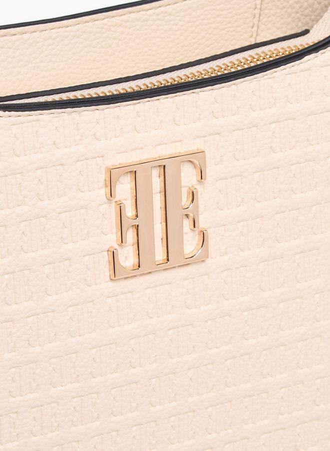 ايل حقيبة كتف بنقش شعار مع مقبض وإغلاق بسحاب - Image 4