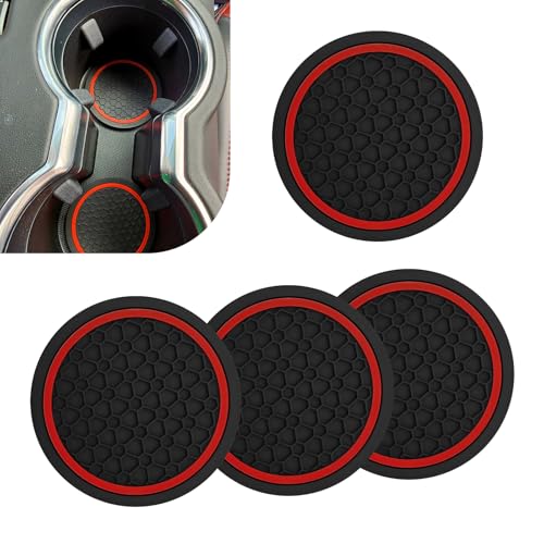 Ferianl 4PCS Car Cup Coasters, 2.75 Inch Cup Holder Coaster, Non-Slip Insert Auto Drink Holder, Cars Interior Accessories, Universal for Vehicles, SUVs, RVs (Red) - Image 1