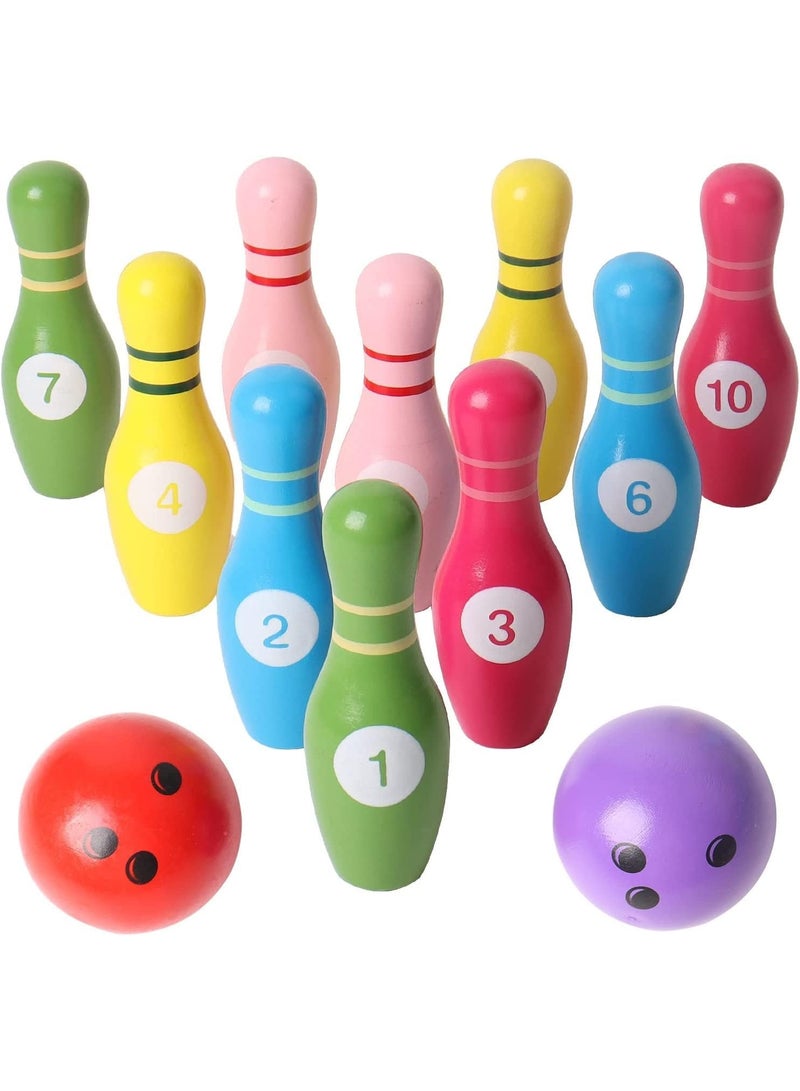 Soofam Color Wooden Digital Bowling Toy, Suitable for Indoor and Outdoor Sports Games for Toddlers, Children and Adults, Gifts for Boys and Girls Over 3 Years Old - Image 1