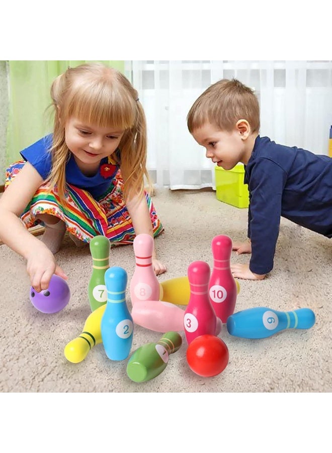 Soofam Color Wooden Digital Bowling Toy, Suitable for Indoor and Outdoor Sports Games for Toddlers, Children and Adults, Gifts for Boys and Girls Over 3 Years Old - Image 2