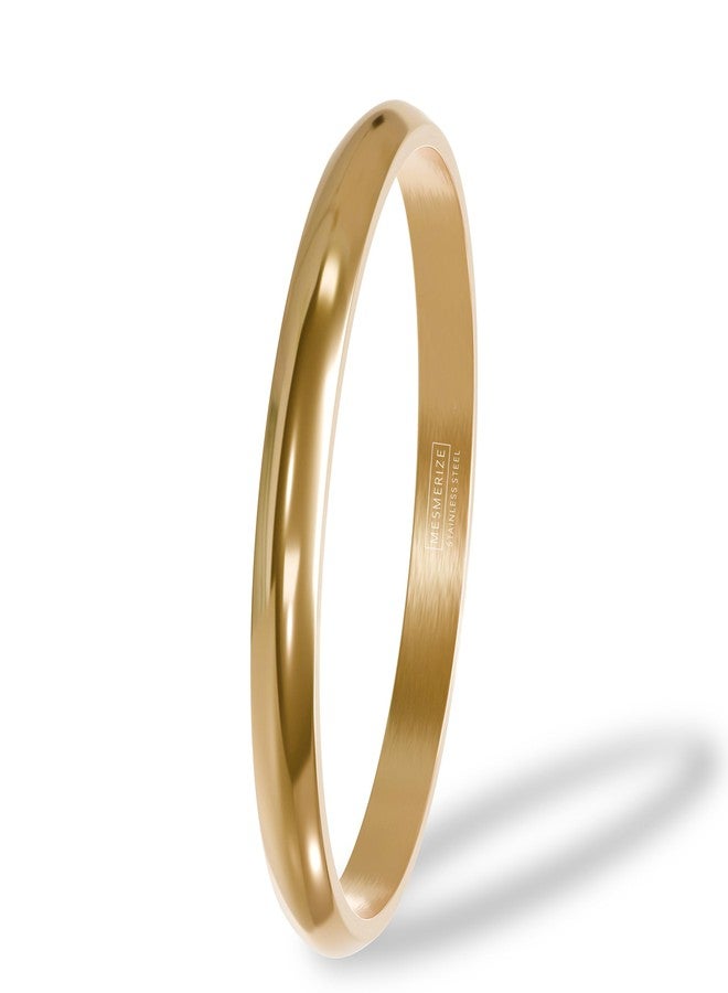 Mesmerize Pure Stainless Steel Sikh Kada Bracelet for Men| Round Curved Gloss Finish | Anti-Tarnish, Rust-Proof, Hypoallergenic | Spiritual Kada for Men | 6 months warranty. (Gold, 2/14 : 74.1 mm Inner Diameter) - Image 1