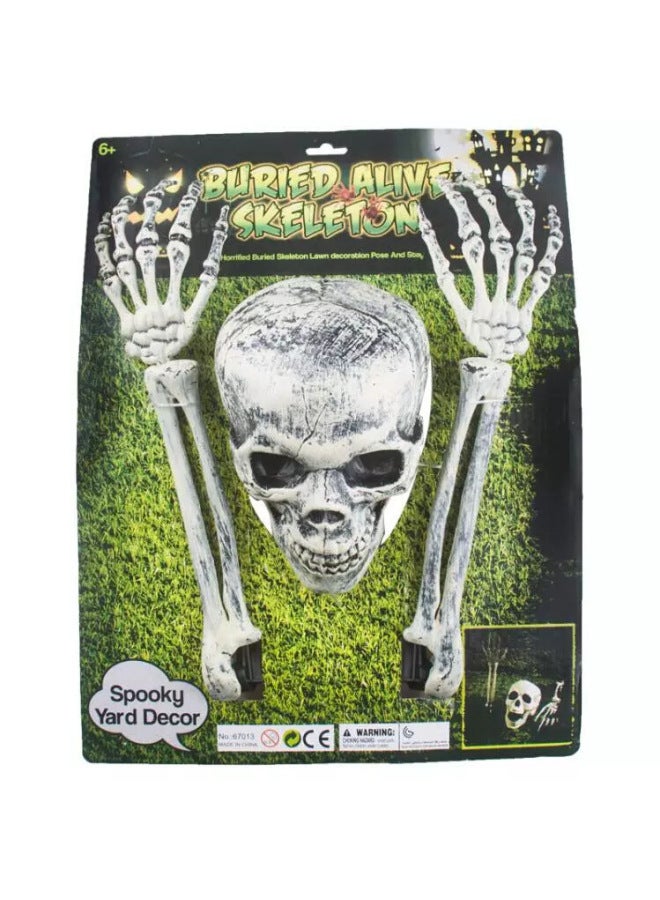 Loquat Decoration Horror Toy Skull Three-Piece Skull Head Ghost Hand Spoofs Trick Trick Man Props-Color:Skull Three-piece Set - Image 1