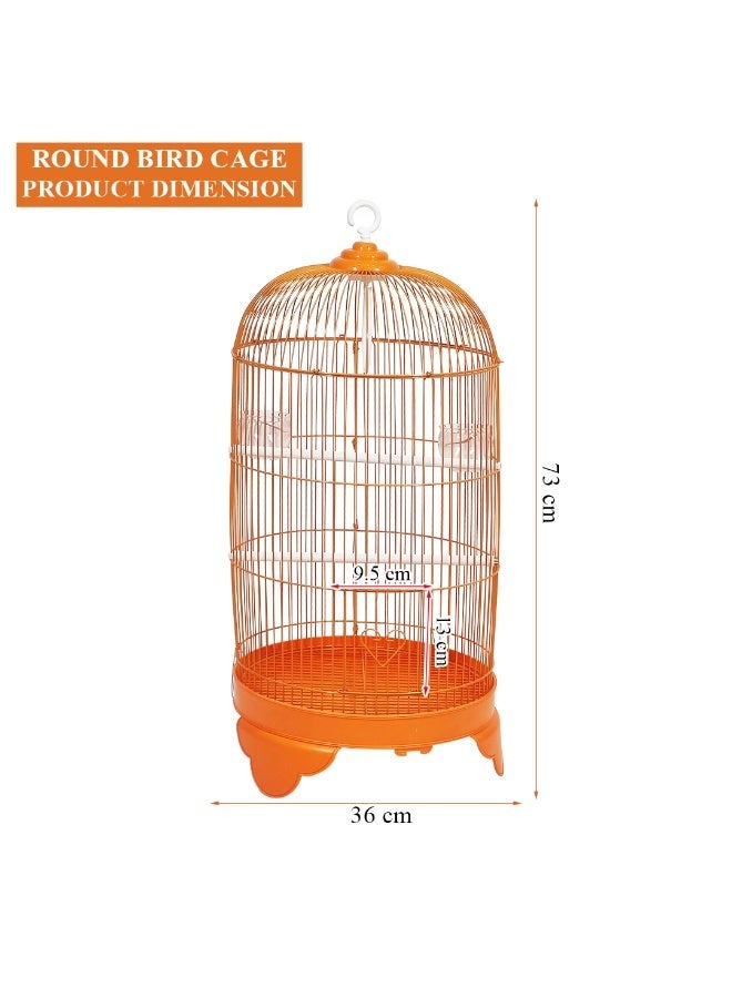 أن ان سي بيتس قفص طيور متين بطول 73 سم مع سقف على شكل قبة دائرية، تصميم محمول مع أرجوحة، وأوعية طعام، ومجثمات بلاستيكية، وسهل التجميع، وقاعدة قابلة للإزالة للتنظيف، مثالي للببغاوات (برتقالي) - Image 3