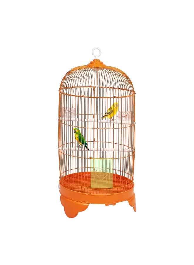 أن ان سي بيتس قفص طيور متين بطول 73 سم مع سقف على شكل قبة دائرية، تصميم محمول مع أرجوحة، وأوعية طعام، ومجثمات بلاستيكية، وسهل التجميع، وقاعدة قابلة للإزالة للتنظيف، مثالي للببغاوات (برتقالي) - Image 2