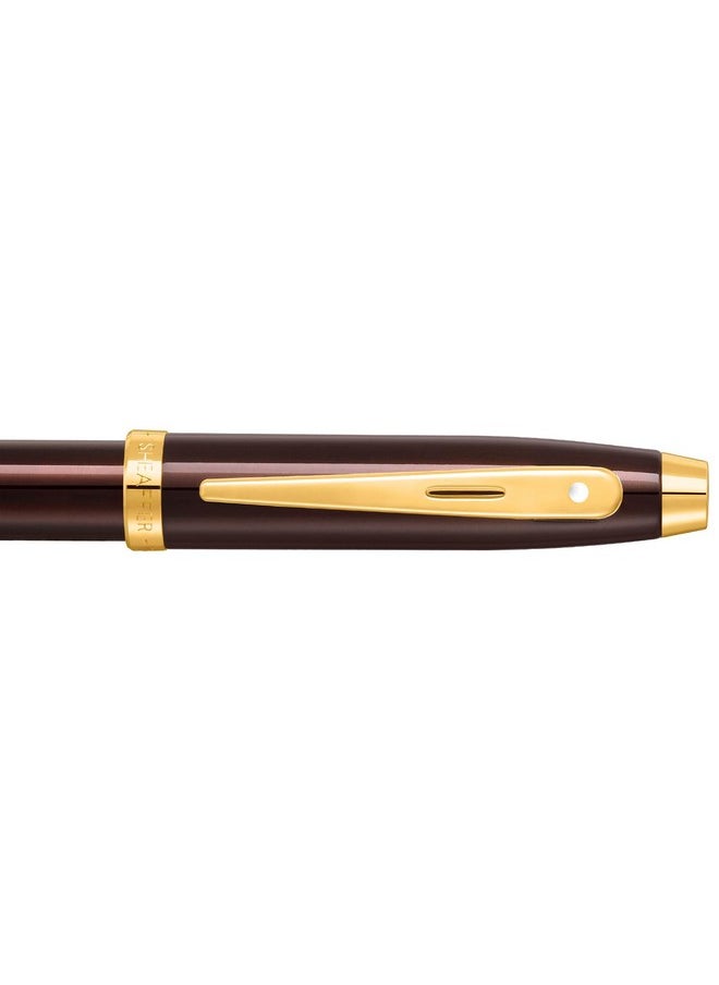 شيفر قلم حبر جاف Sheaffer Gift 100 9370 بلون بني فاتح مع حواف ذهبية من مادة PVD | قلم حبر جاف متوسط السن | مجموعة هدايا أقلام فاخرة  - Image 4