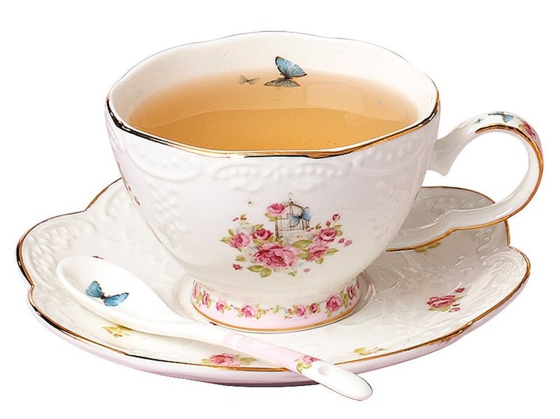 JusalphaÂ® Vintage Porcelain Flower Series Tea Sets, Tea Cup Saucer Set with Teapot Warmer- Filter and Spoon, 16pcs in 1 set (16pcs set) - Image 2