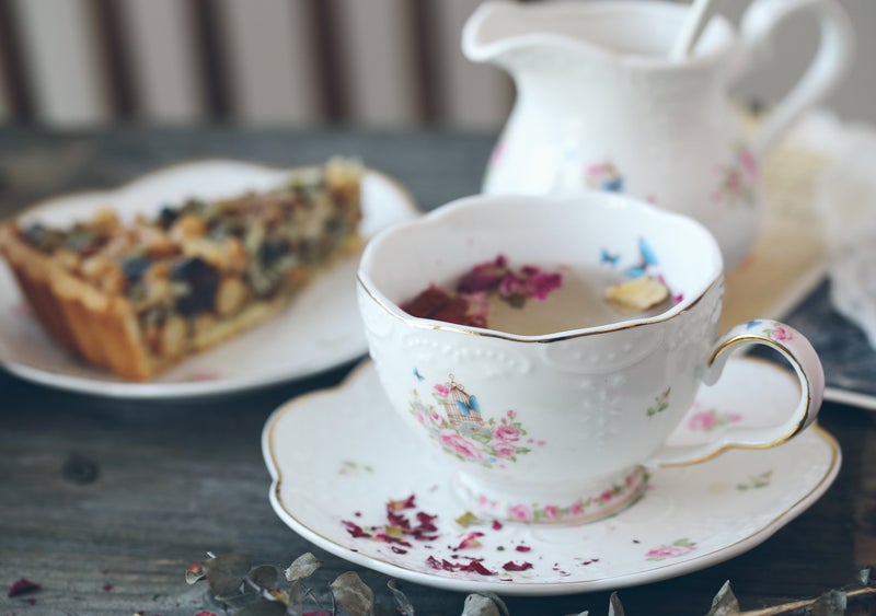 JusalphaÂ® Vintage Porcelain Flower Series Tea Sets, Tea Cup Saucer Set with Teapot Warmer- Filter and Spoon, 16pcs in 1 set (16pcs set) - Image 4