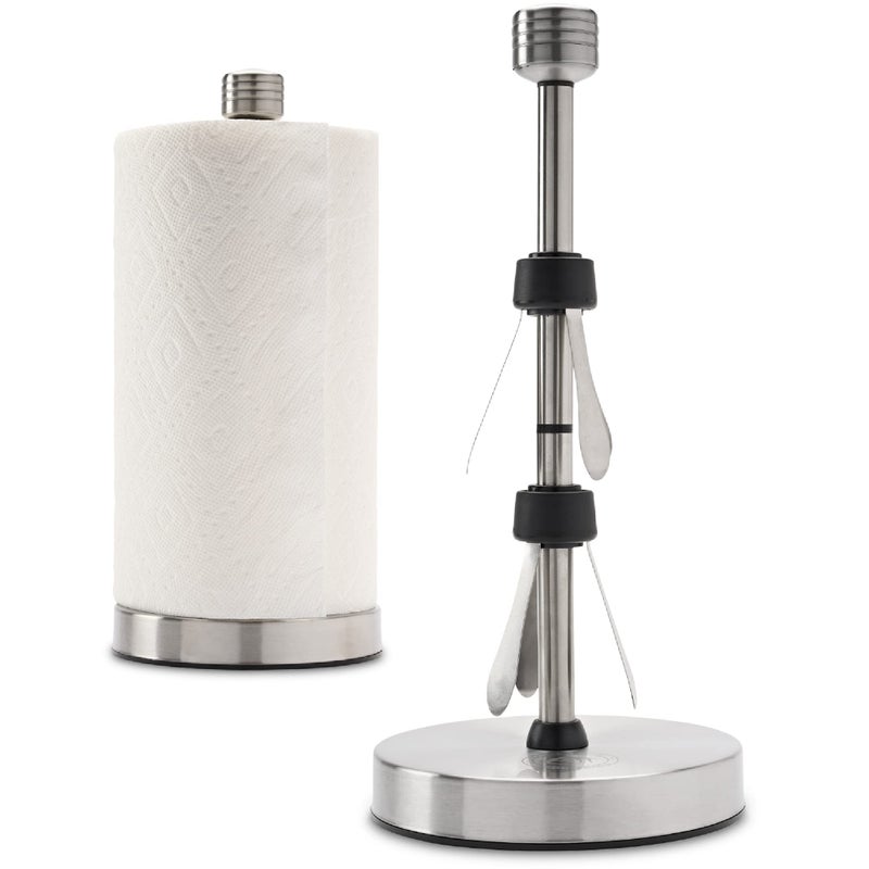 Dear Household Stainless Steel Paper Towel Holder Designed for Easy OneHanded Operation  This Sturdy Weighted Paper Towel Dispenser Countertop Model Has Suction Cups and Holds All Paper Towel Rolls 