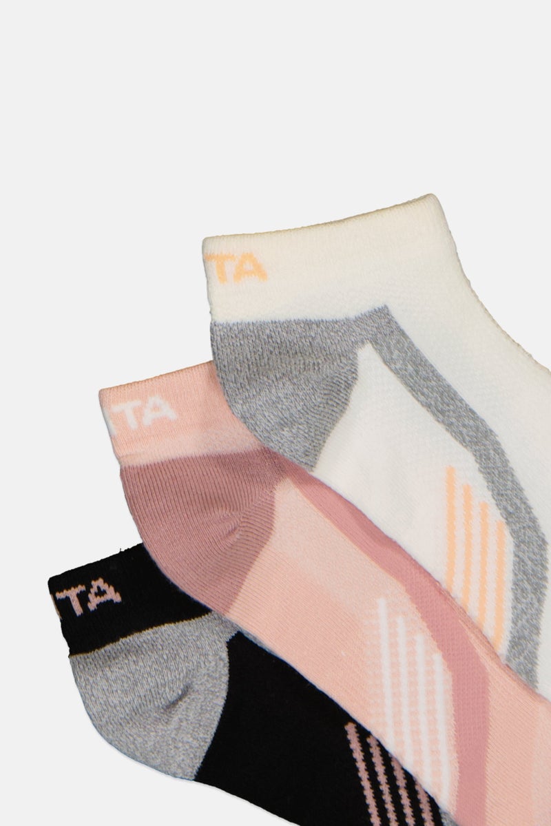 ANTA Kids Girl 3 Pairs Brand Logo Crew Socks, Multicolor - Image 2