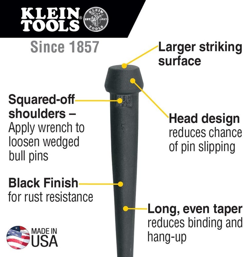 Klein Tools 3256 Broad-Head Bull Pin - Forged Heat-Treated Steel, 1-1/16-Inch - Image 2