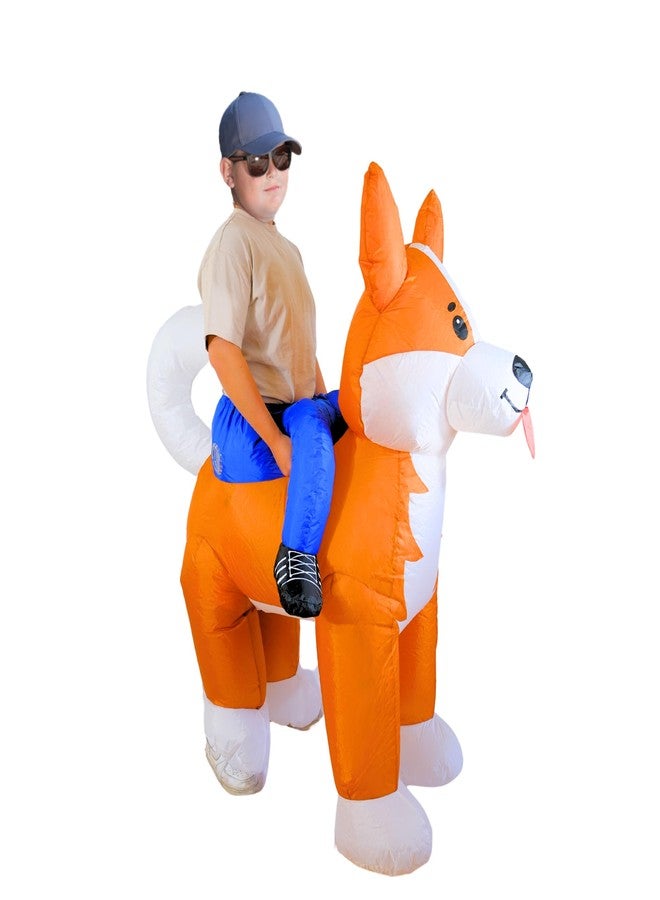 PTS Inflatable Costume Kid, Blow Up Ride On Corgi Dog Costume for Halloween Inflatables Cosplay Party - Image 3