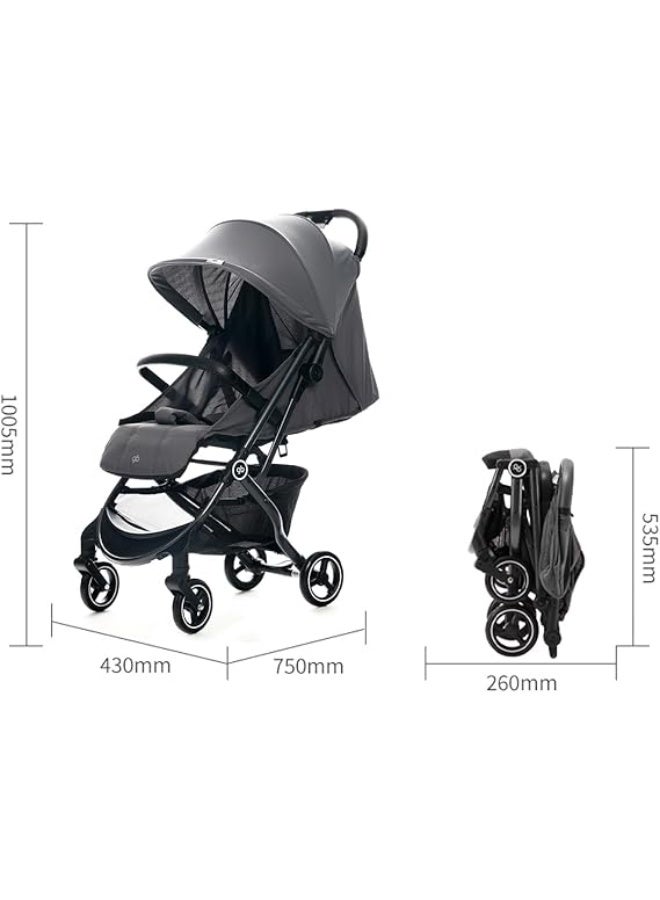 جي بي عربة أطفال خفيفة الوزن للسفر من جود بيبي، مناسبة للأطفال الرضع والصغار، متوافقة مع معايير أمتعة الطيران المحمولة، لون رمادي داكن - Image 2