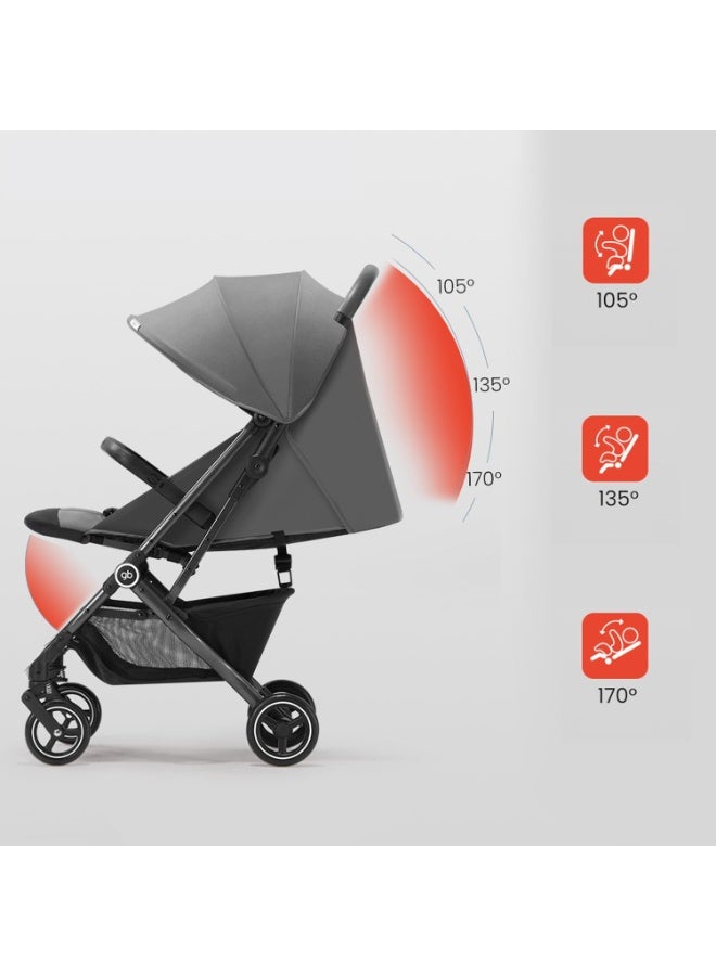 جي بي عربة أطفال خفيفة الوزن للسفر من جود بيبي، مناسبة للأطفال الرضع والصغار، متوافقة مع معايير أمتعة الطيران المحمولة، لون رمادي داكن - Image 3