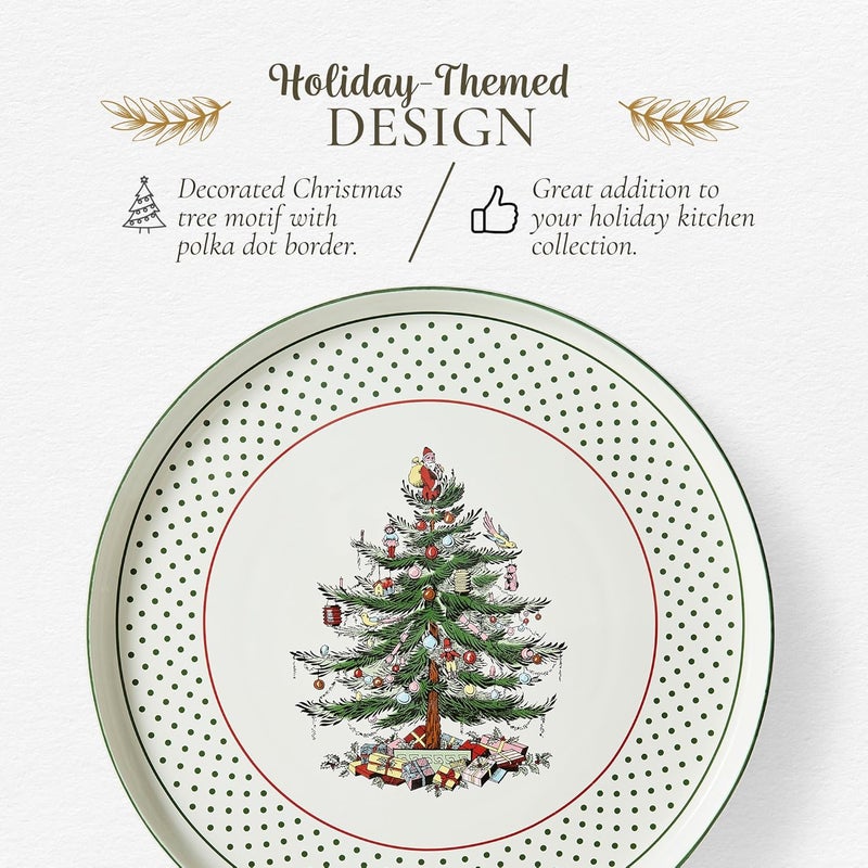 Spode Christmas Tree Lazy Susan  Polka Dot Non Skid 360 Degree Rotation Holiday Space Saver for Kitchen Cabinet Pantry Rotating Spice Rack Organization for Easy Access Festive Entertaining - Image 3