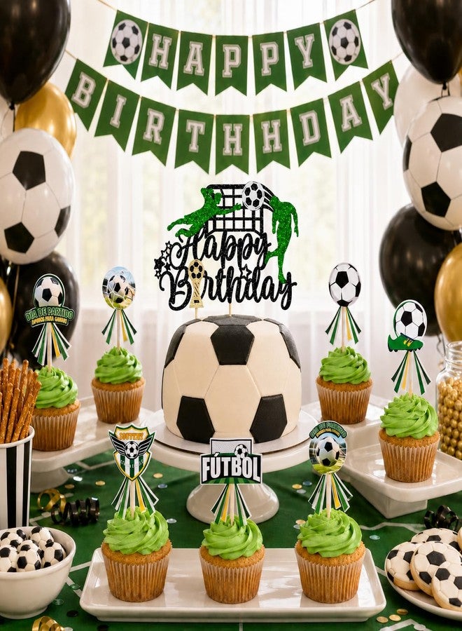 GIFTODAY Soccer Happy Birthday Cake Topper, Glitter Decoration for Kids, Boys, Men, Sport Theme Party Supplies (A) - Image 5