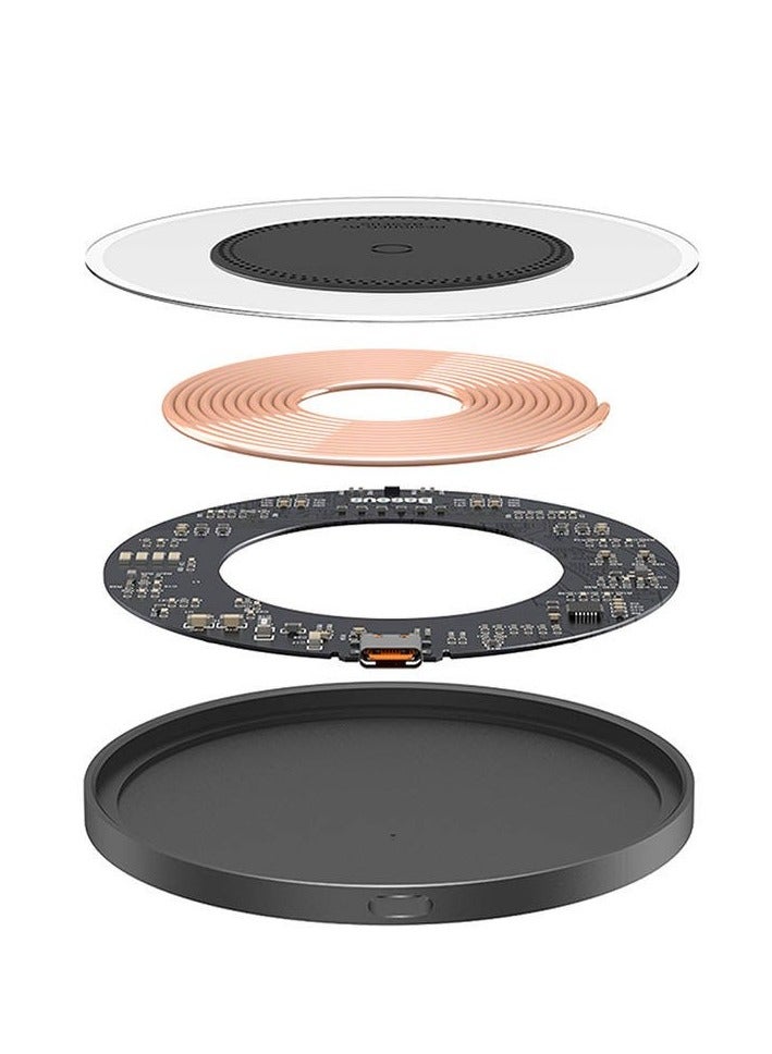 Baseus Simple 2 Wireless Charger 15W Cluster Black（Include: Cable Type-C To Type-C 24W 12V/2A 1m Cluster Black) Black - Image 5