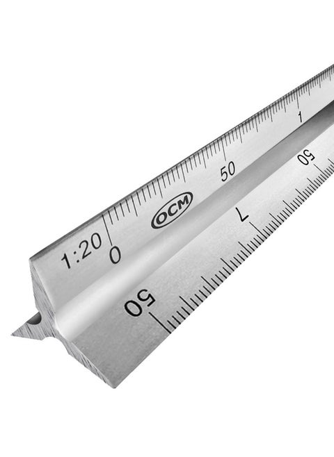 Ocm Metric Triangular Engineer Scale Ruler Proffessional Grade Solid Aluminum 30 Centimeters Metric Engineering Architectural Mechanical Drafting Ruler - 1 20 1 25 1 50 1 75 1 100 1 125