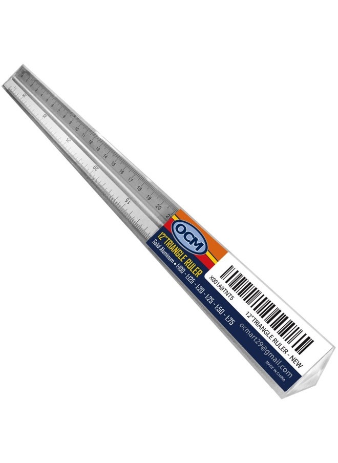 OCM Brand - Ocm Metric Triangular Engineer Scale Ruler Proffessional Grade Solid Aluminum 30 Centimeters Metric Engineering Architectural Mechanical Drafting Ruler - 1 20 1 25 1 50 1 75 1 100 1 125 - Image 1