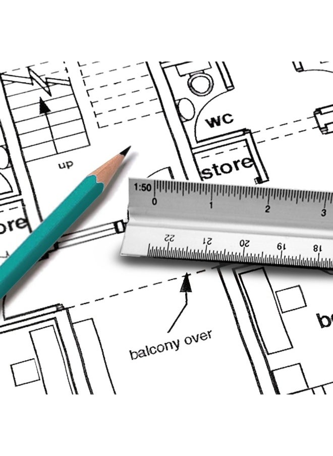 OCM Brand - Ocm Metric Triangular Engineer Scale Ruler Proffessional Grade Solid Aluminum 30 Centimeters Metric Engineering Architectural Mechanical Drafting Ruler - 1 20 1 25 1 50 1 75 1 100 1 125 - Image 1