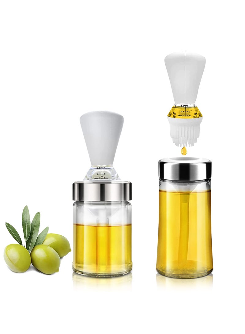 SYOSI SYOSI 2 Pcs Oil Dispenser Bottle, Glass Oil Dispenser with Silicone Brush and Dropper, 2 in 1 Oil Dispenser Bottle for Cooking/Baking/BBQ - Image 1