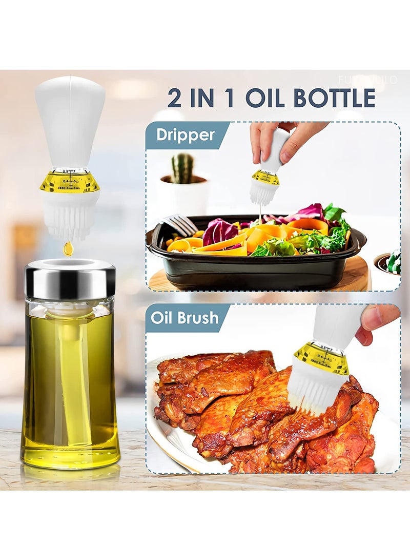 SYOSI SYOSI 2 Pcs Oil Dispenser Bottle, Glass Oil Dispenser with Silicone Brush and Dropper, 2 in 1 Oil Dispenser Bottle for Cooking/Baking/BBQ - Image 2