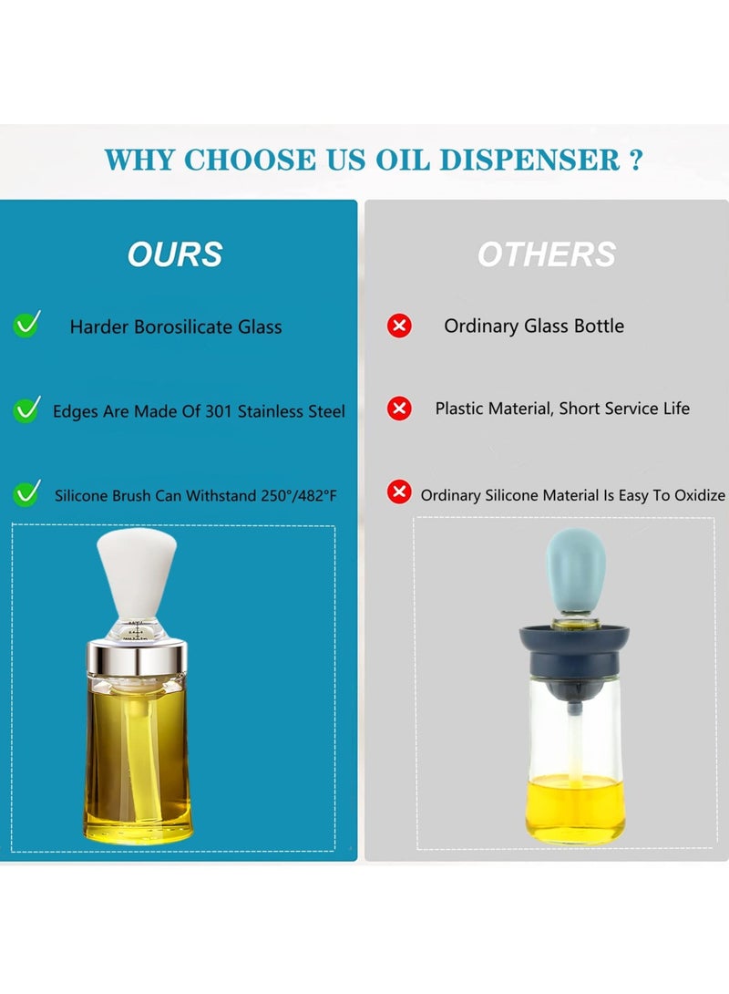SYOSI SYOSI 2 Pcs Oil Dispenser Bottle, Glass Oil Dispenser with Silicone Brush and Dropper, 2 in 1 Oil Dispenser Bottle for Cooking/Baking/BBQ - Image 5