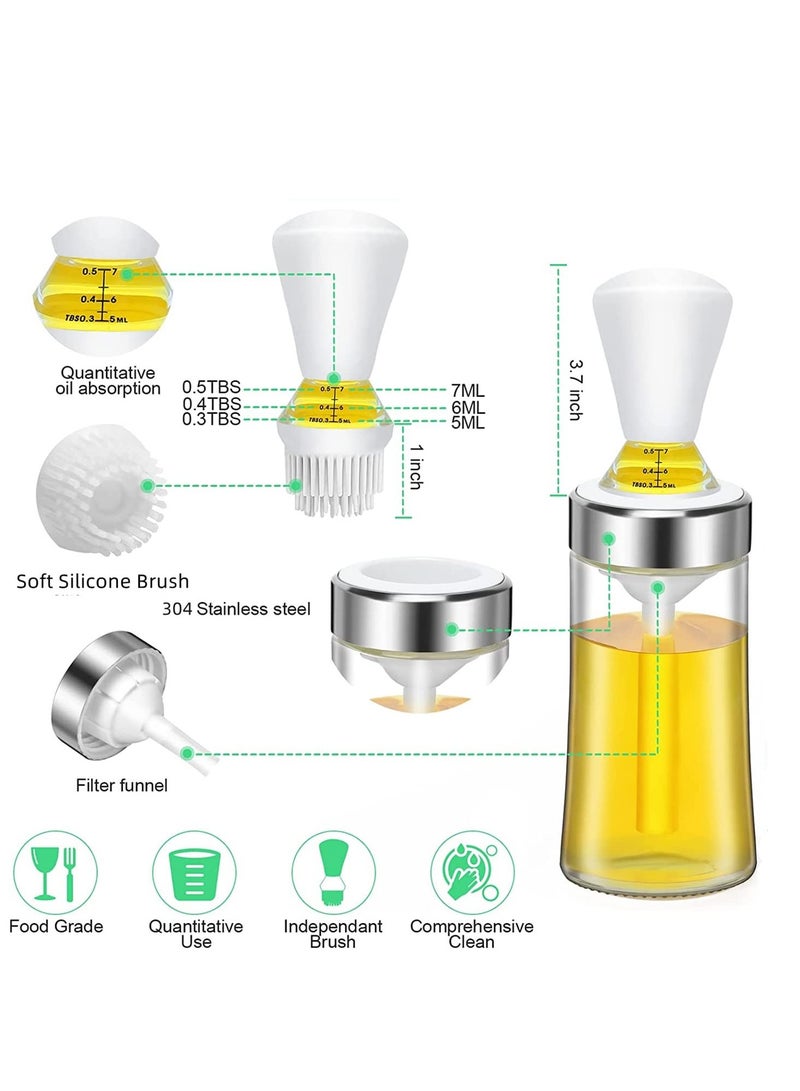 SYOSI SYOSI 2 Pcs Oil Dispenser Bottle, Glass Oil Dispenser with Silicone Brush and Dropper, 2 in 1 Oil Dispenser Bottle for Cooking/Baking/BBQ - Image 3