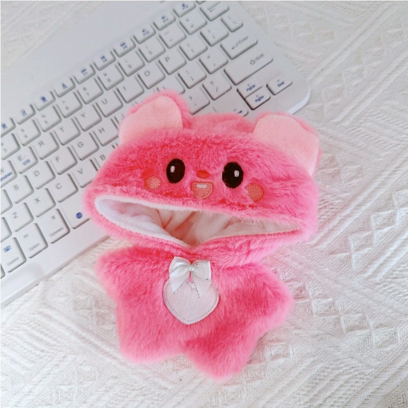 10cm Cotton Doll Explorer Outfit Denim Set 10cm dark pink Beaver embroidered jumpsuit 