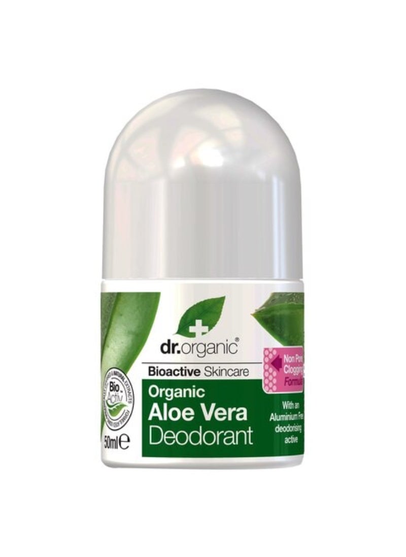 dr.organic Dr. Organic Bioactive Skincare Organic Aloe Vera Roll-On Deodorant Clear 50ml  - Image 1