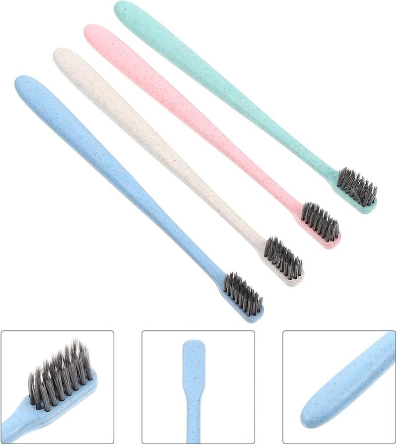 Charcoal Toothbrushes 12 Pack Soft Bristles Long Handle For Adults Teens Travel Oral Care - Image 3