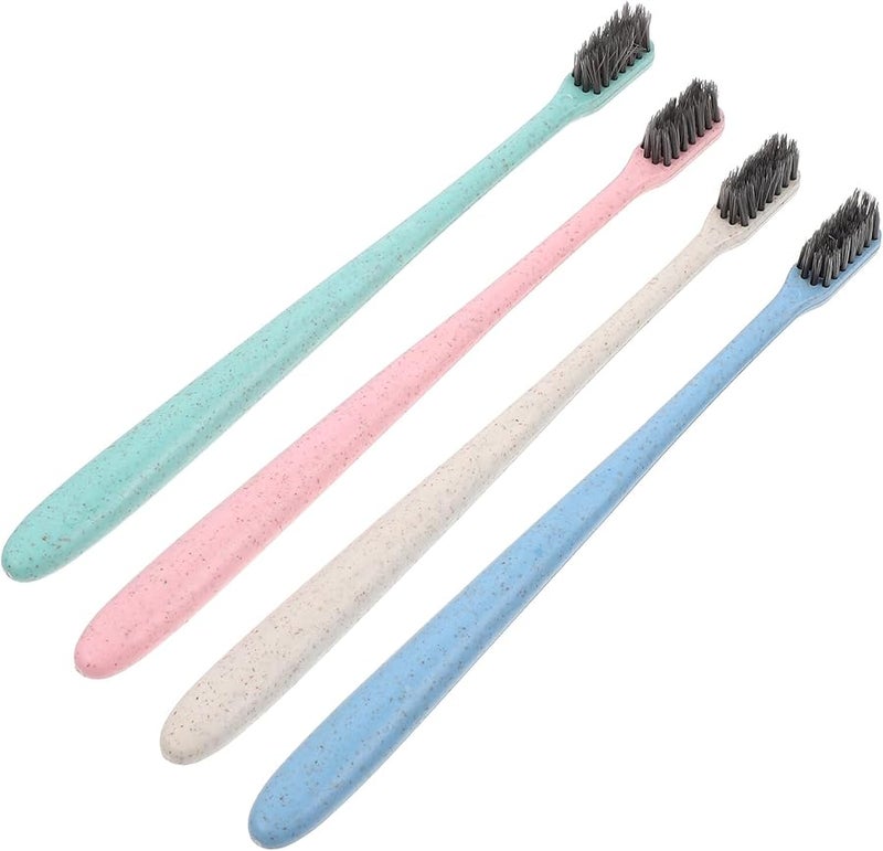 Charcoal Toothbrushes 12 Pack Soft Bristles Long Handle For Adults Teens Travel Oral Care - Image 2