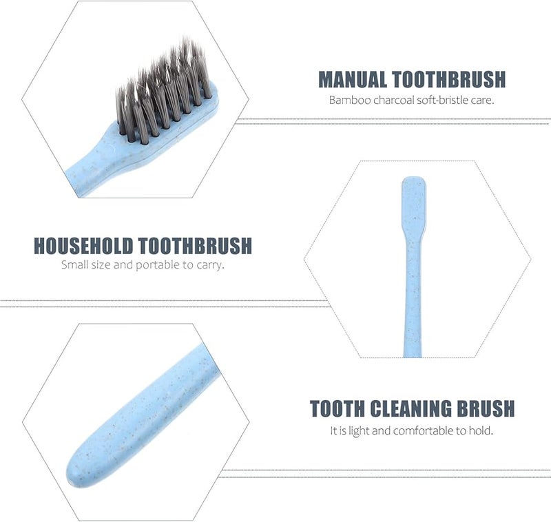 Charcoal Toothbrushes 12 Pack Soft Bristles Long Handle For Adults Teens Travel Oral Care - Image 5