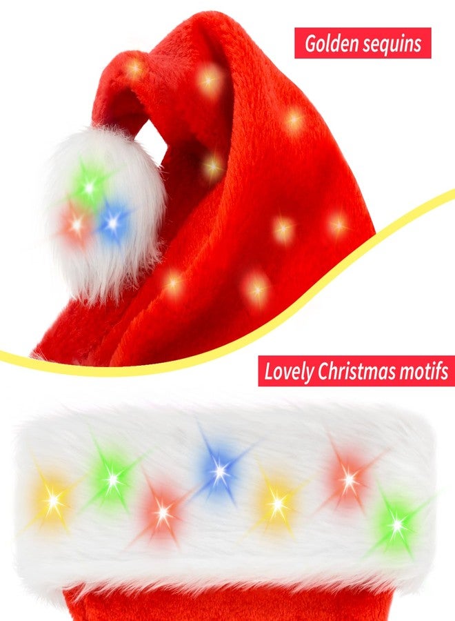 BOSONER Santa Hat Adults Light: LED Christmas Hat - Unisex Velvet Comfort Xmas Holiday Hat Extra Thicken Classic Fur for Christmas New Year Festive Holiday Party Supplies - Image 2