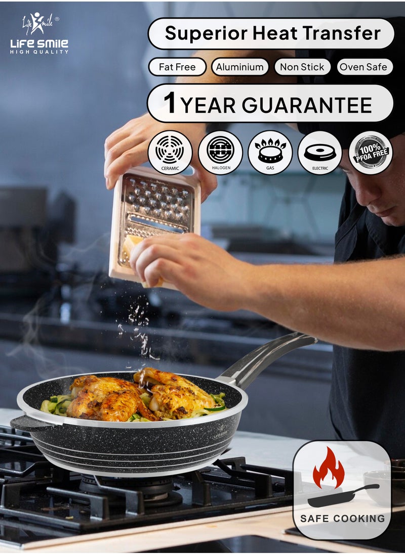 Life Smile - Premium Deep Frying Pans with Lids – Durable Multi-Layer Granite Coating Fry Pans - Image 1