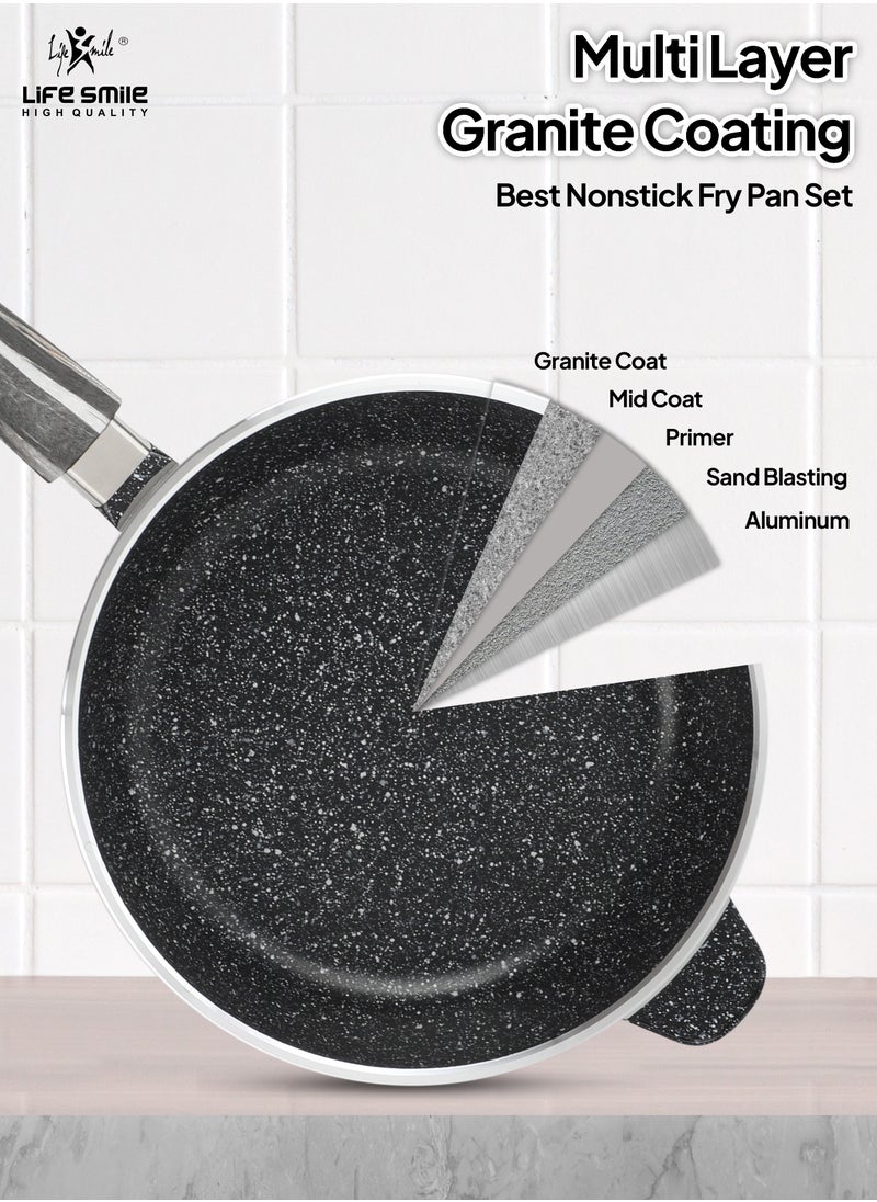 Life Smile - Premium Deep Frying Pans with Lids – Durable Multi-Layer Granite Coating Fry Pans - Image 1