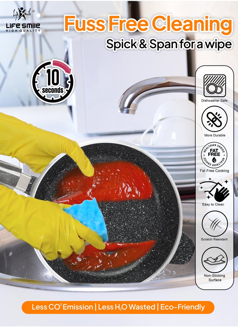 Life Smile - Premium Deep Frying Pans with Lids – Durable Multi-Layer Granite Coating Fry Pans - Image 1