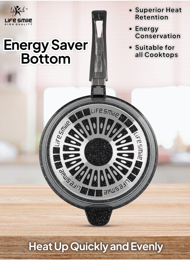 Life Smile - Premium Deep Frying Pans with Lids – Durable Multi-Layer Granite Coating Fry Pans - Image 1