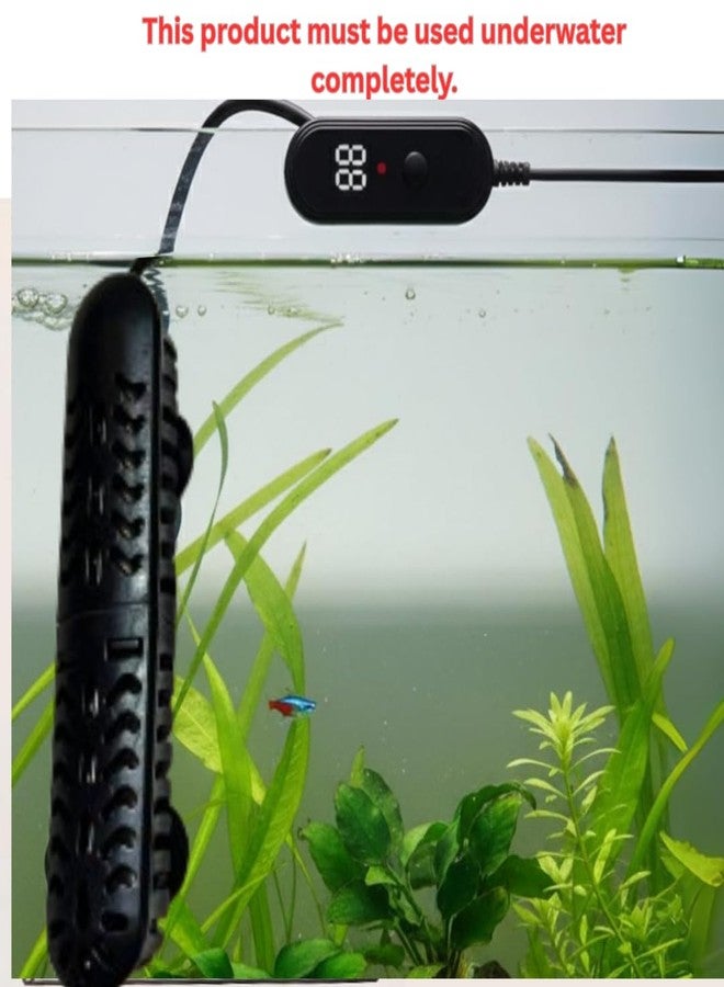 KSH STORE سخان أحواض السمك الرقمي RS-693 من متجر KSH، أسود اللون، شاشة LED، تحكم بأزرار اللمس، 75 واط، تصميم غاطس لأحواض السمك سعة 50 لترًا - Image 4